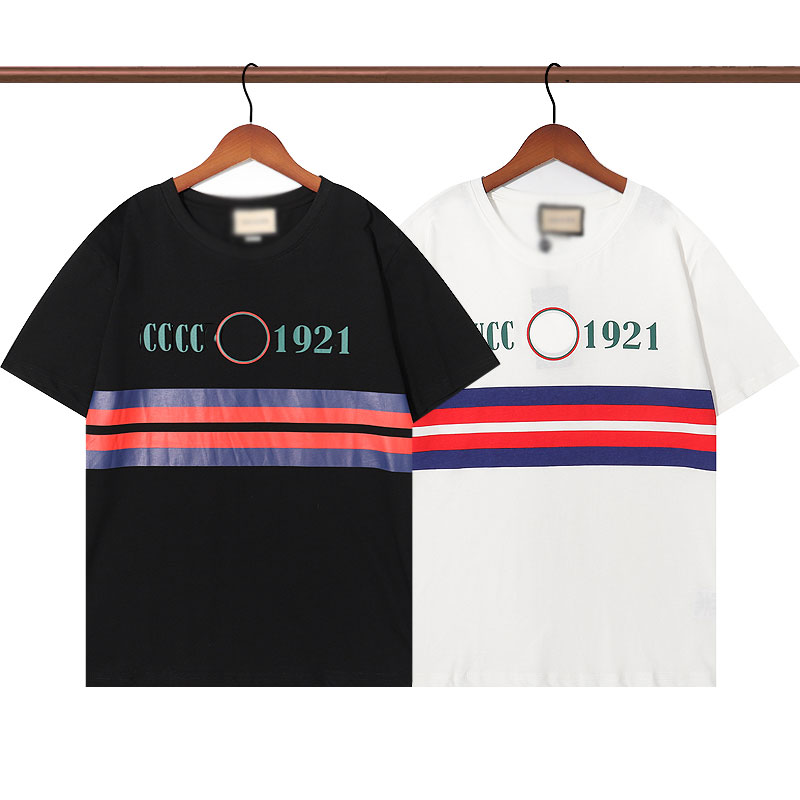 

Mens T shirts red and green striped print short-sleeved POLOS for men and women summer new cotton Yu Wenle loose couple half-sleeves, Customize