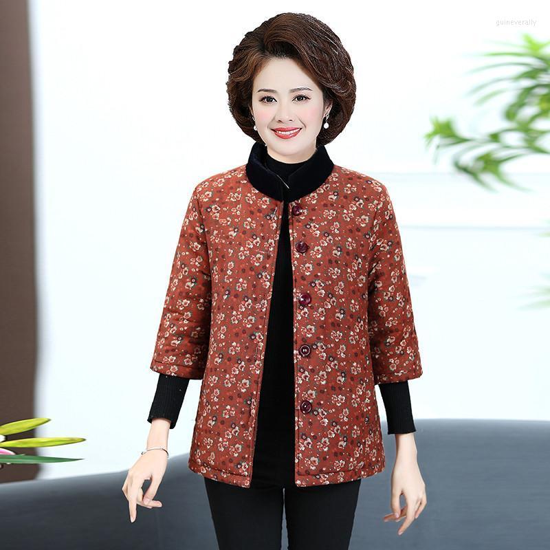 

Women's Vests Middle-Aged Elderly Vest Waistcoat Printed Jacket Autumn Winter Cotton-Padded Three Quarter Sleeves Wear Guin22, Blue
