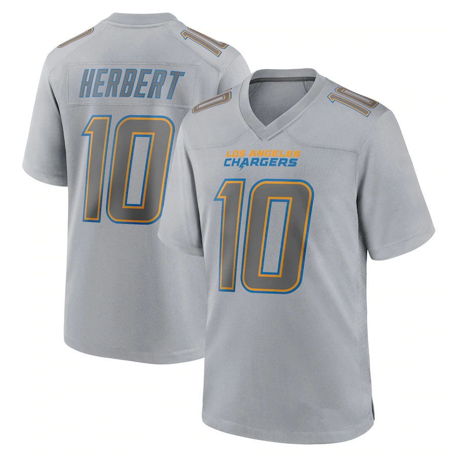 

Justin Herbert #10 Los Angeles''Chargers''MEN Atmosphere Fashion football Jersey Silver