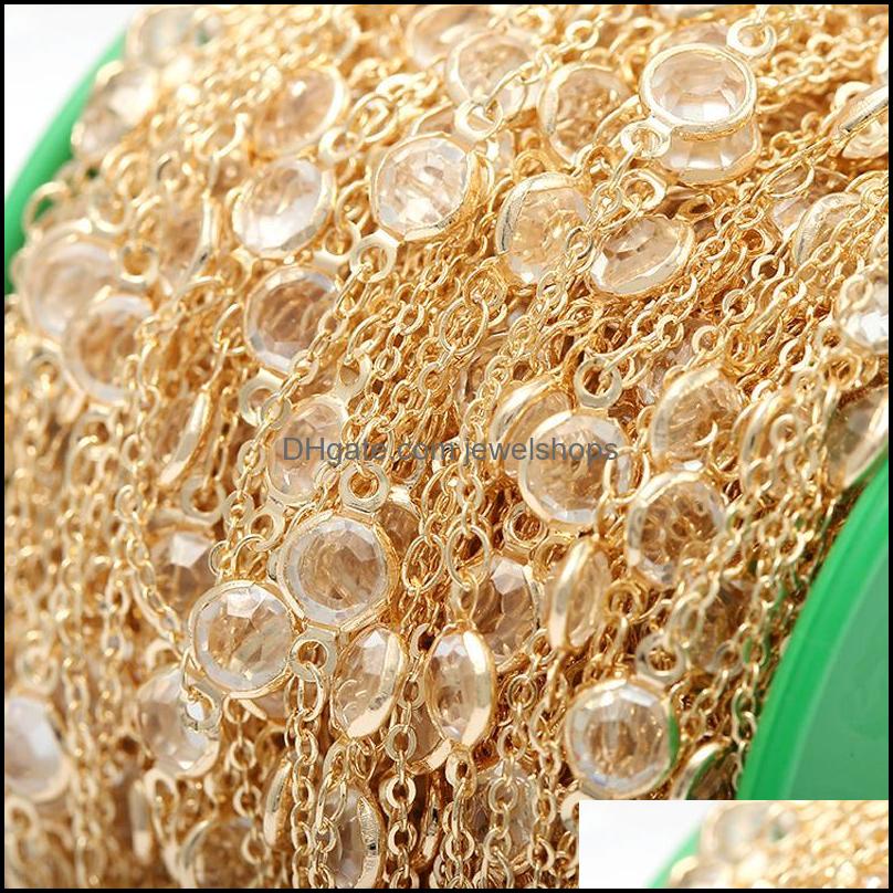 

Chains Meters 2022 Pure Copper 14K Round Crystal Chain Material Fashion All-Match Bracelet Necklace Handmade Diy Jew Jewelshops Dhmqt