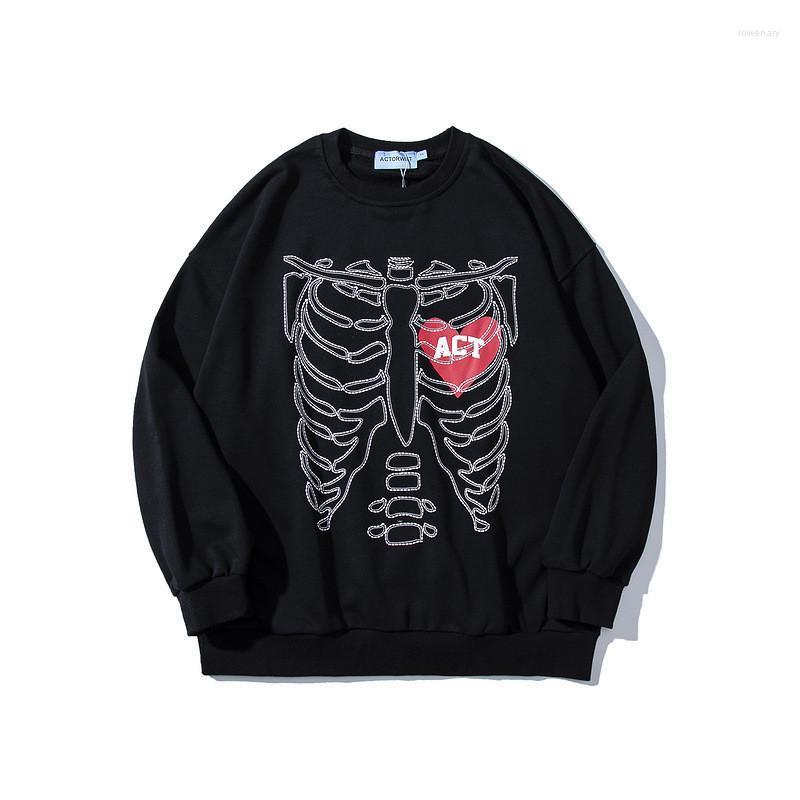 

Men' Hoodies & Sweatshirts Men' Hi Street Skeleton Fashion Streetwear Pullover Sweatshirt Skull Embroidery Tops For Male Round NeckMen, Beige