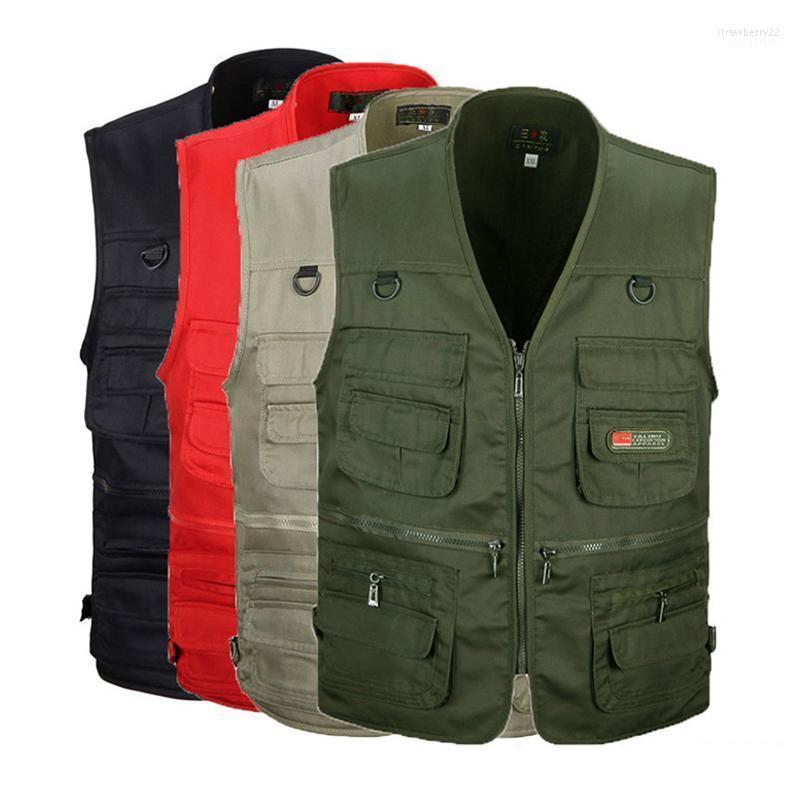 

Men's Vests ZITY Summer Breathable Mens Mesh Fishing Vest Pography Waistcoat Outdoor Casual Multi-pockets Sleeveless Volunteer Workwear Stra, Jw612red