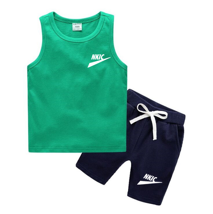 Children Brand Sport Clothing Set Basketball Baby Boy Summer Short Sleeve Letter Print Cotton T-shirt Pants Suit Kids Outfits Girl Tracksuits-image-759998057