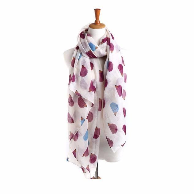 

Scarves Womens Scarfs Fashionable Hedgehog Pattern Print Long Female Design Chiffon Shawl For Girls Szaliki I ChustyScarves