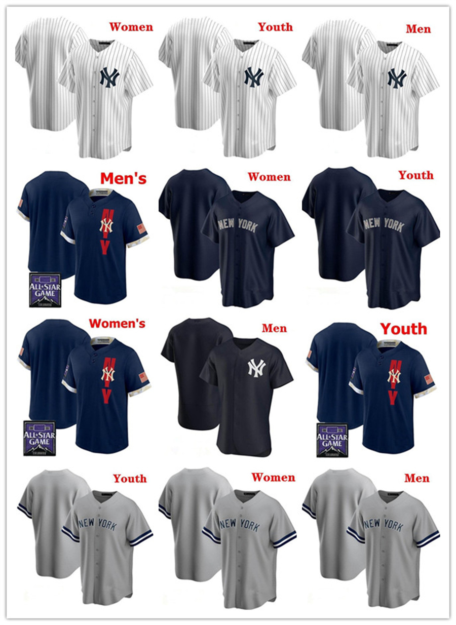 

2021 All-Star NY Game Baseball jerseys Gerrit Cole Derek Jeter Gary Sanchez DJ LeMahieu Aaron Judge Yankees Gleyber Torres Giancarlo Stanton white
