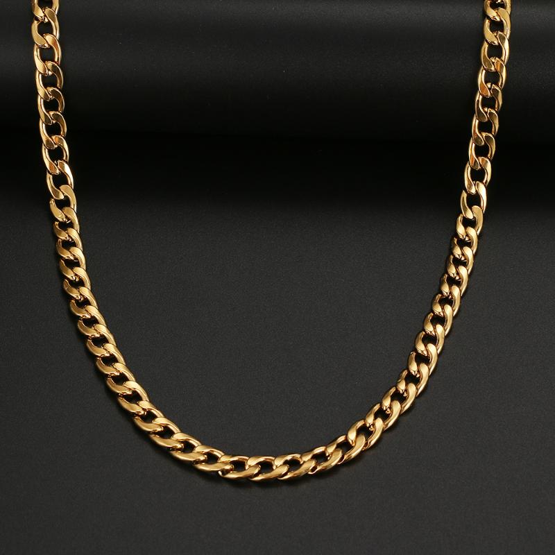 

Chains Stainless Steel Chain Necklace For Men Women Jewelry Necklaces Curb Cuban Link Chokers Vintage Gold Tone Solid Metal GiftsChains