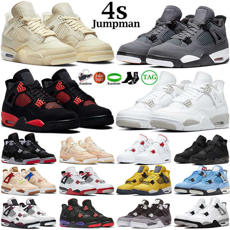 Hommes Femmes Basketball Chaussures 4S Jumpman 4 Rouge Thunder Infrarouge Noir Chat Cool Gris Toro Bravo Militaire Bleu Shimmer Blanc Oreo Hommes