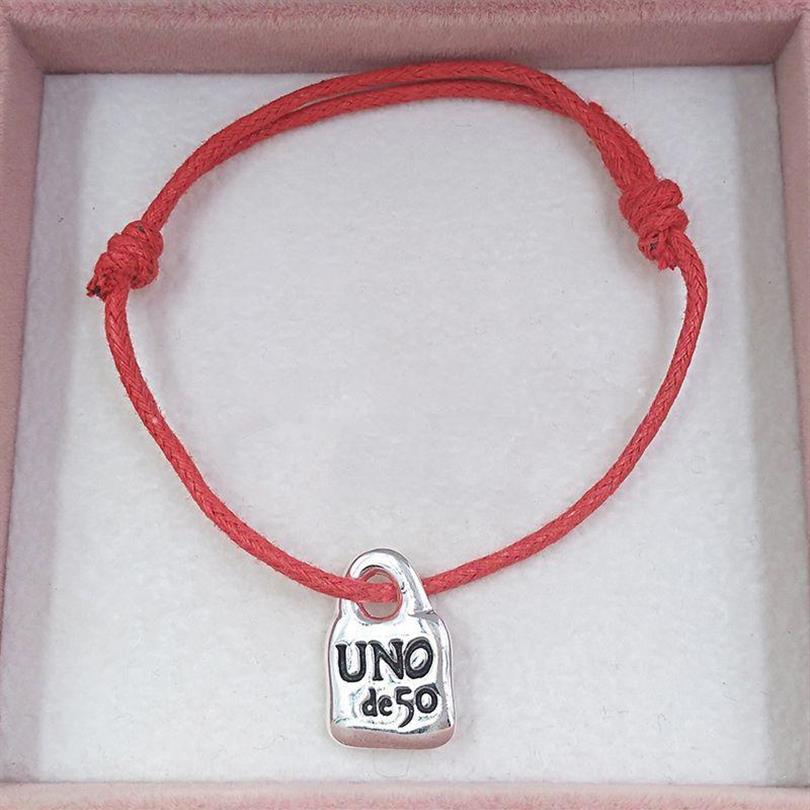 

New Arrival Authentic Red Bracelet Friendship Bracelets UNO de 50 Plated Jewelry Fits European Style Gift246W