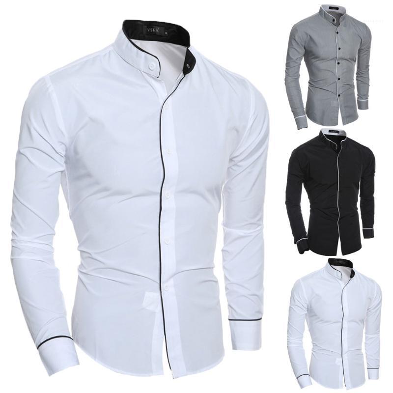 

Fashion Men Long Sleeve Casual Shirt Luxury Slim Fit Stylish Formal Top Size -2XL Men's Shirts, Black