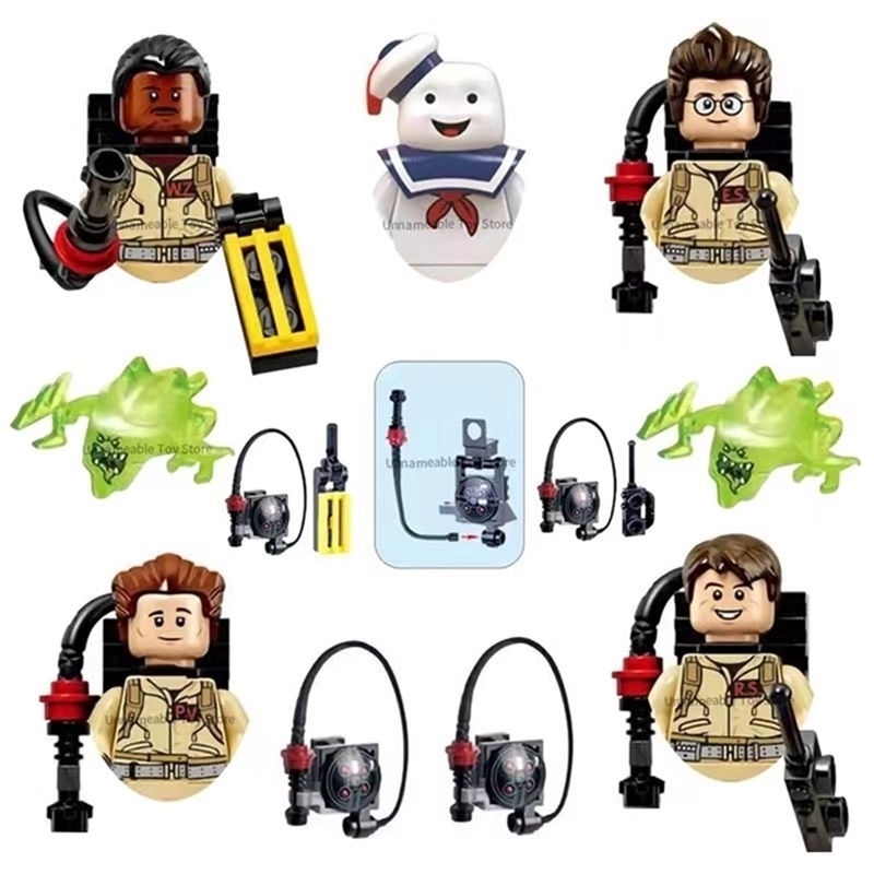 

7Pcs Set Compatibl 10274 75828 75827 Movie Ghostbusters Ghost Busters Peter Egon Spengler Building Blocks Mini Action Figure 220725