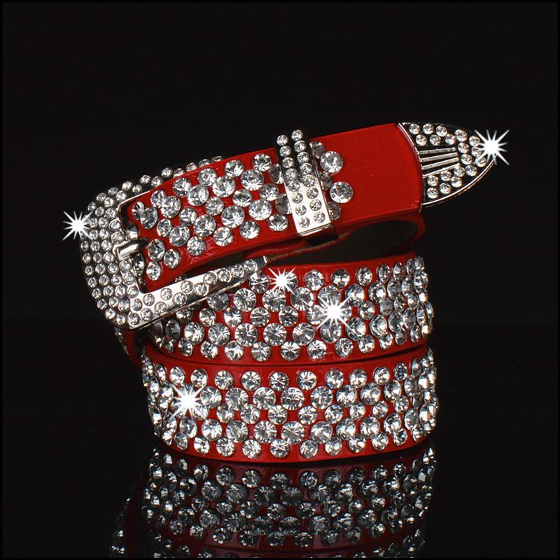 

Belts Full Diamond Waist Belt Jeans With Needle Buckle Versatile Fashion Cow Rhinestone Skirt Women, White