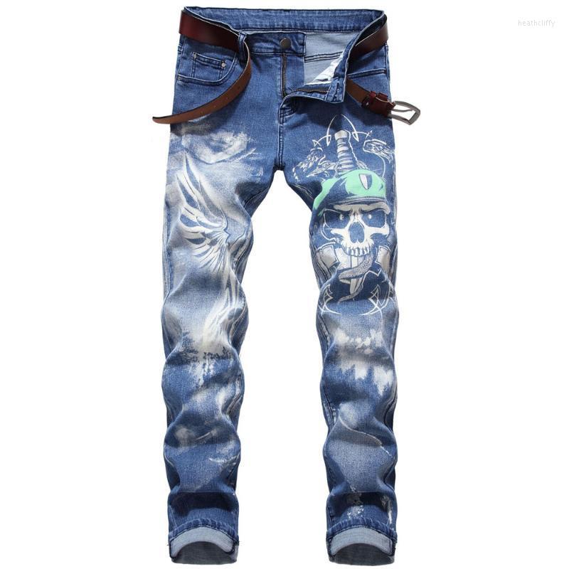 

Men's Jeans Skinny Men 3D Print Pattern Streetwear Fashion Stretched Man Jean Gothic Blue Denim Pantalones Hombre Para TrousersMen's Heat22