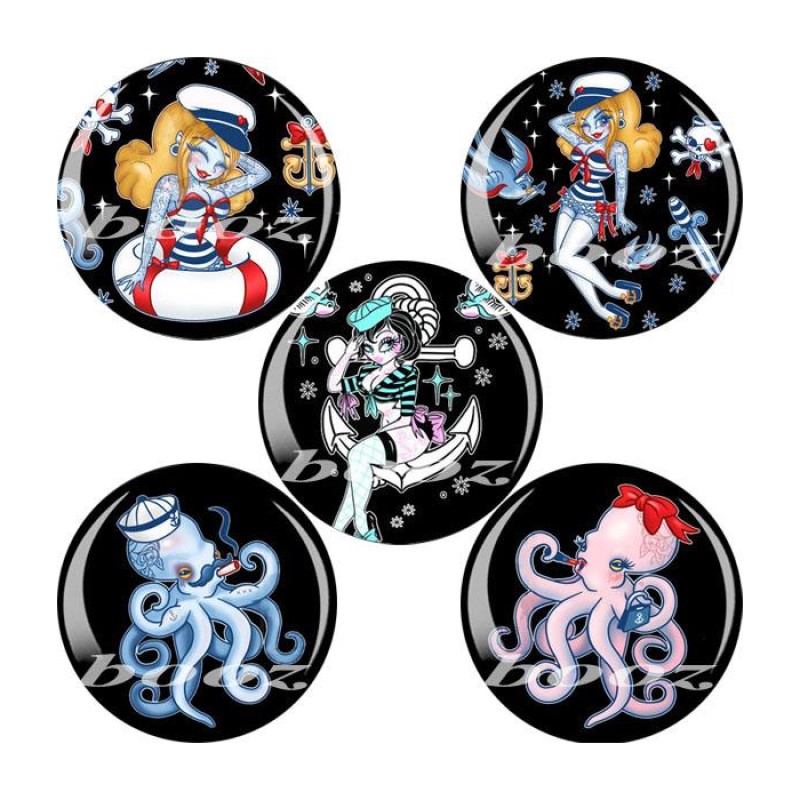 

KUBOOZ Acrylic Sailor Girl Octopus Ear Tunnel Plugs Gauges Body Piercings Jewelry Piercing Expander Wholesale 6-25mm 80pcs