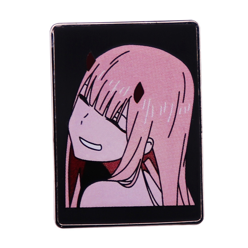 

Darling In The Franxx 002 Zero Two Enamel Pin Kawaii Anime Girl Demon with Red Horns Brooch Jewelry S001, As picture