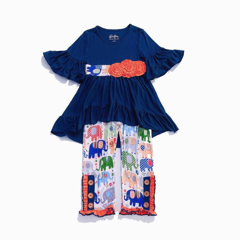 

Clothing Sets Girls Summer Dress Outfits Infants And Children Dresses Ruffle Flower Frocks For Kids Boutique, As pic