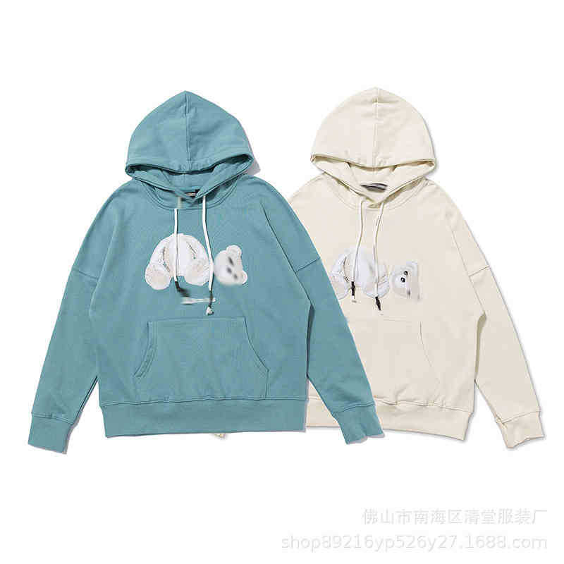 

European and American Designer Palmangel Hoodies Tide Brand Decapitated Men Bear Women Loose, White