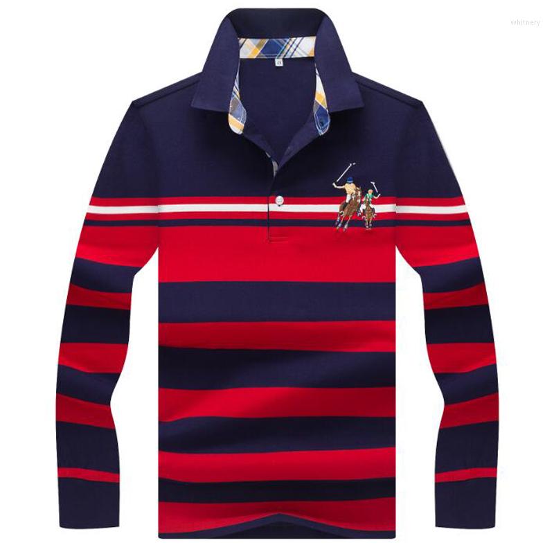Men's Polos Autumn Winter Men High Quality Striped Shirt Fashion Casual Long Sleeves Brand Clothing Top PolosMen's Men'sMen's