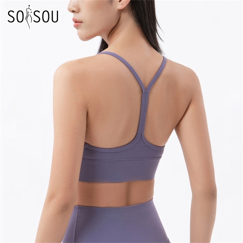 

SOISOU Sexy Top Women Bras Sports Yoga Fitness s Bra Y Beauty Back Elastic Breathable Female Underwear Tops 220518, Amethyst