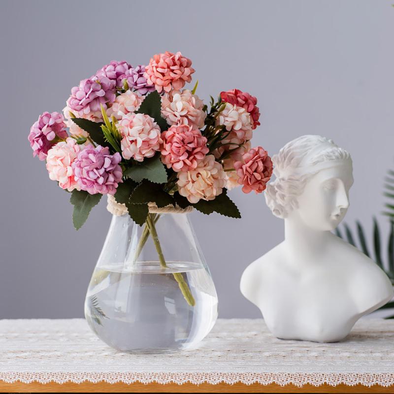 

Decorative Flowers & Wreaths Artificial Hydrangea High Quality Small Silk Fake Flower For Home El DIY Wedding Decoration Wreath Accessory, Purple