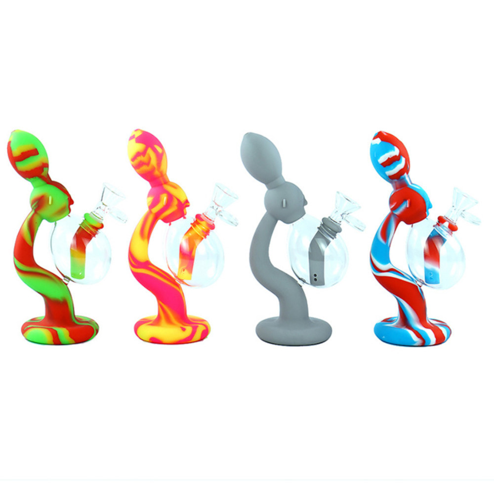 

Aline Hookahs four color silicone bong 273 g silicones water bongs with glass bowl