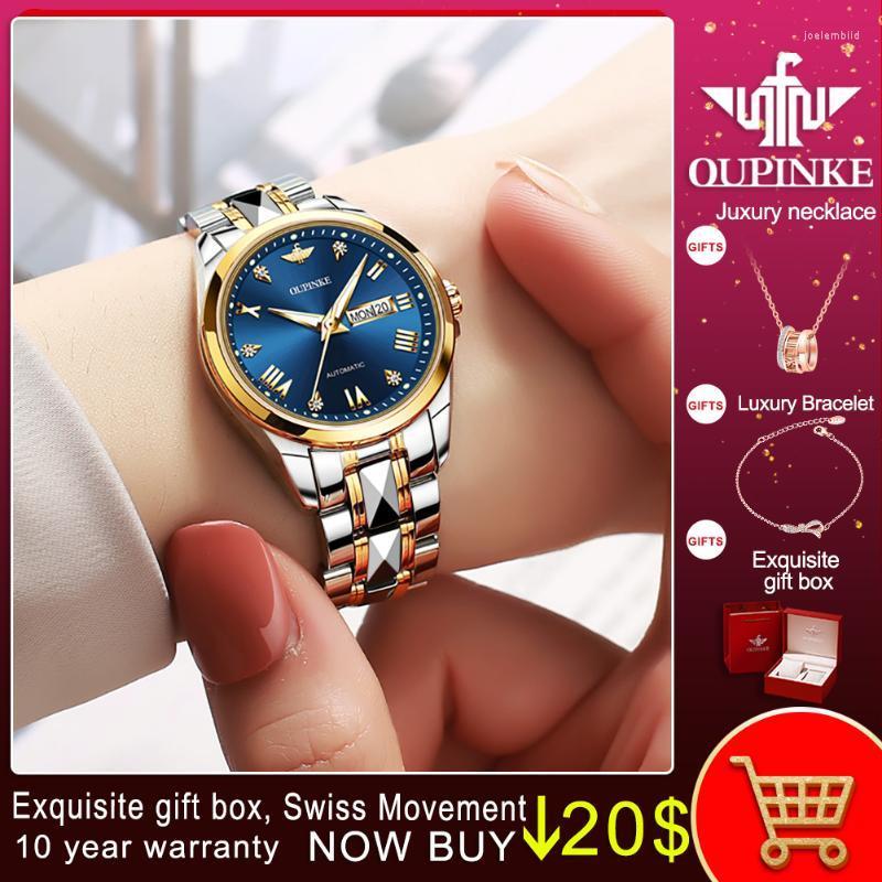 

Wristwatches Fashion Watches For Women Luxury Automatic Mechanical Wristwatch Valentine's Gifts Bracelet Watch Montre FemmeWristwatches, Two tone green