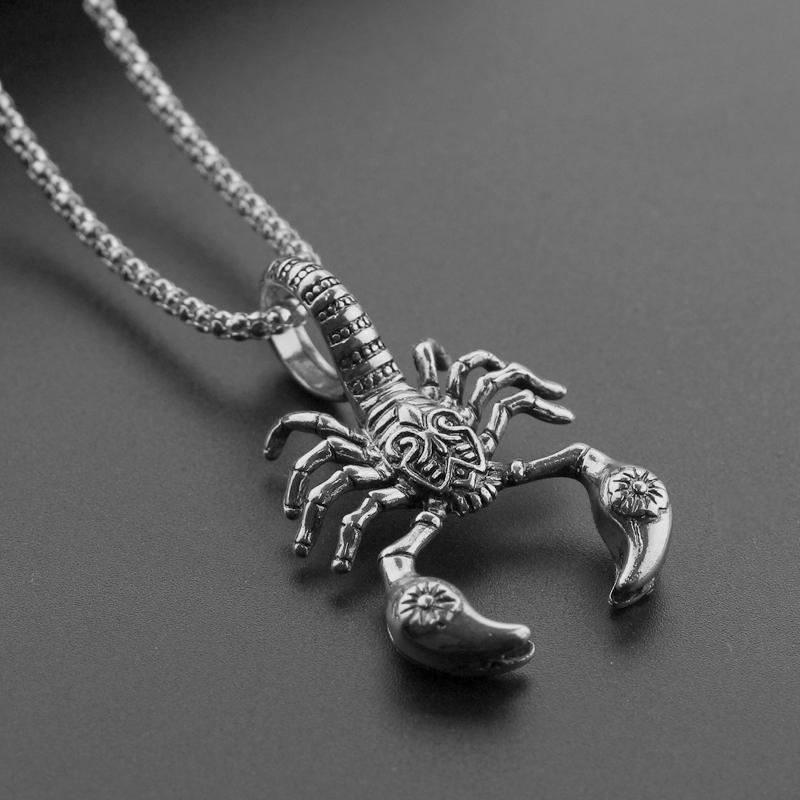 

Pendant Necklaces Men Hip Hop Jewelry Scorpio Long Chain Silver Color Scorpion Necklace For Women Punk Rock Christmas Gift