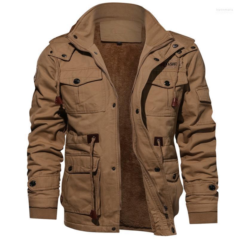 

Men's Down & Parkas Winter Fleece Warm Coat Jacket Hat Thick Clothing Cotton Kare22, Khaki