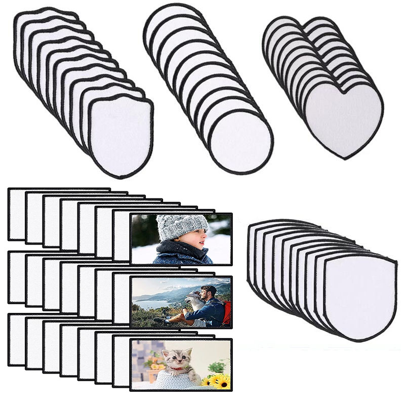 DIY Patch blanks Sublimation Fabric Iron-on Repair thermal transfer Pad for Clothes Hats Uniforms Backpacks Black Frame-image-775004812