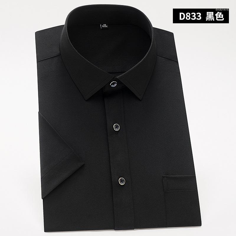 

Men's Dress Shirts Summer Solid Mens Short Sleeve Stretch Cotton Men White Shirt Workwear Male Lron-Free Slim Fit Dway22, D829