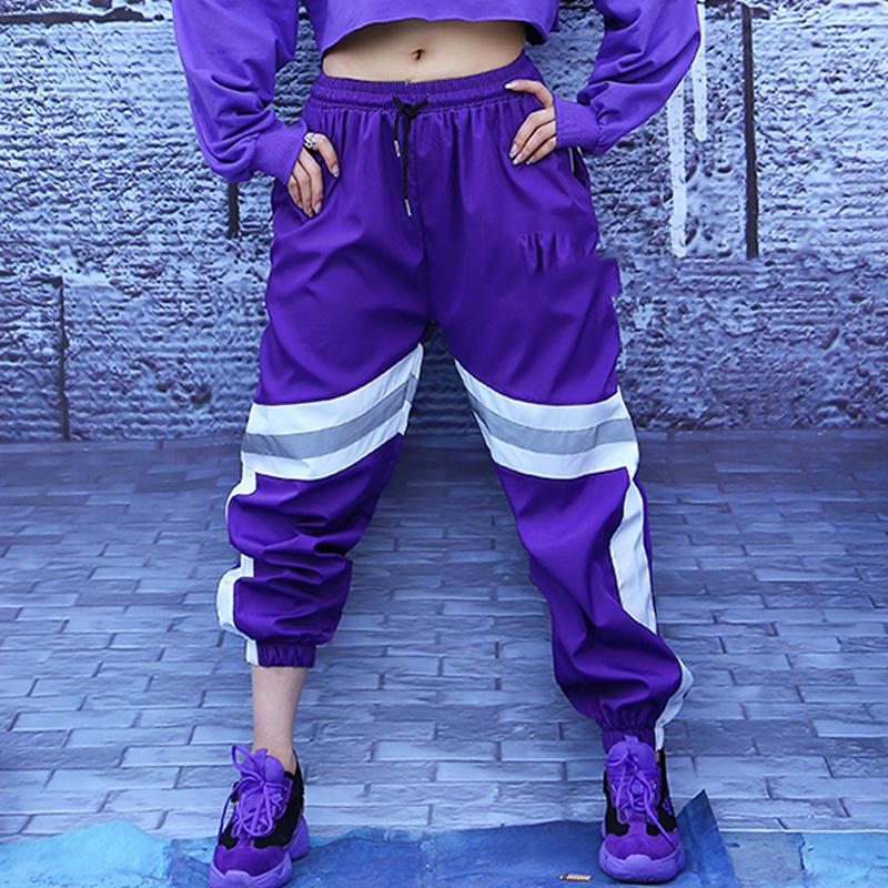 

Stage Wear Adults Jazz Trousers Hip Hop Costume Loose Leisure Sports Pants Street Dance Clothing Women Dancer Modern Dancing DT1047Stage, Purple
