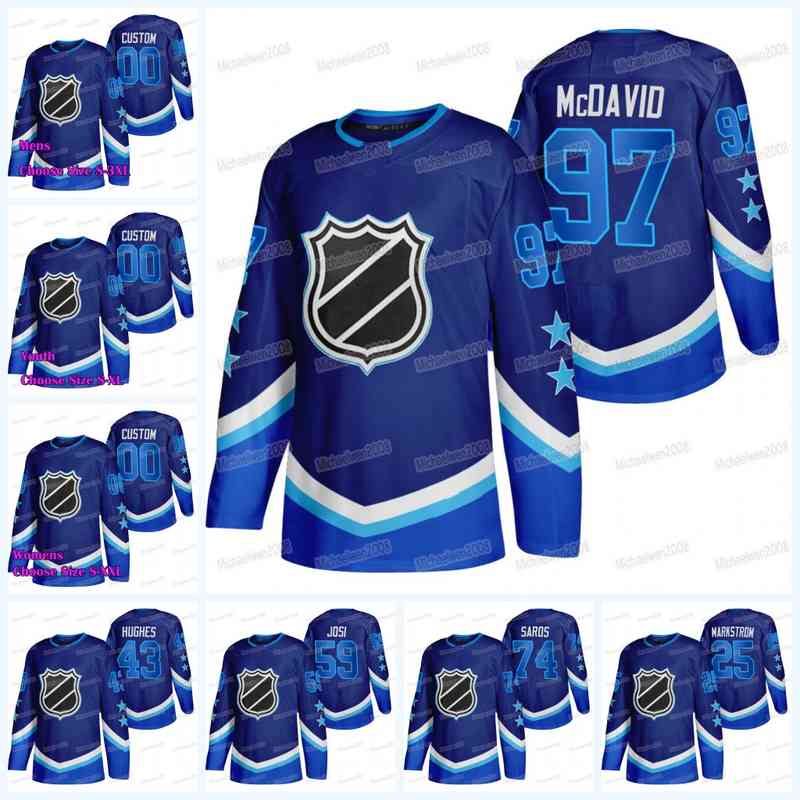 Connor McDavid 2022 All Star Hockey Jersey Eastern Jacob Markstrom Quinn Hughes Roman Josi JuUse Saros Men de douane Femmes jeunes