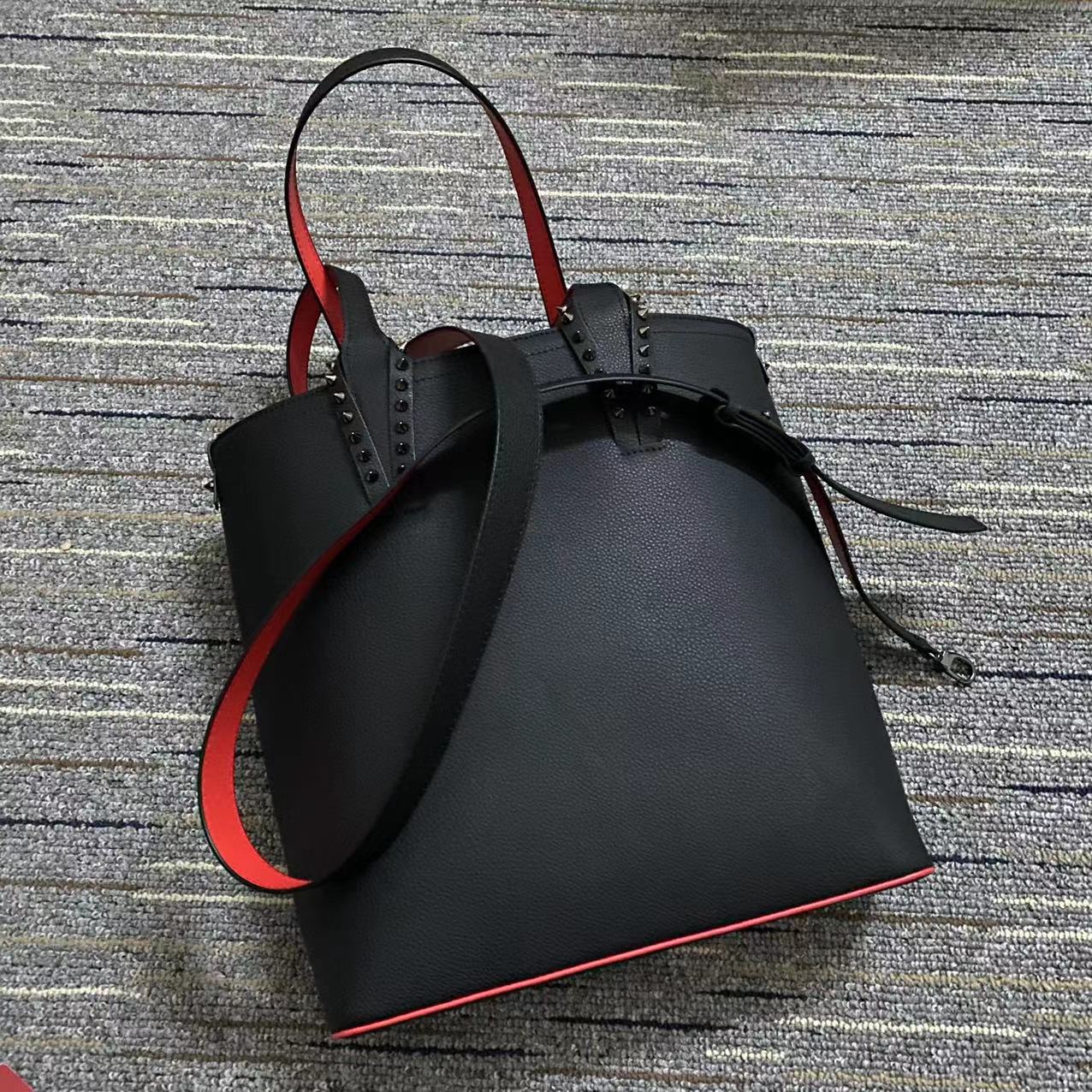 

Woman printing designer Rivet bags red bottom portable Small capacity Tote Bag single shoulder Purse handbags Real leather wallet Cross body waist pack, Size=16x28x8cm
