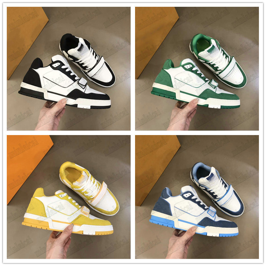 

Trainer Sneaker Men's Designer Shoes Vintage Basketball Sneakers Monograms Denim Trainers Sports Casual Shoes With strap Flowers Rubber outsole