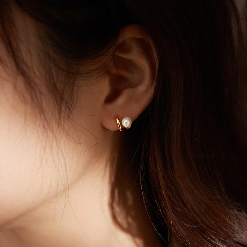 

Stud 100% 925 Sterling Silver Pearl Earring 50mm Round Circle Loop Gifts Simple Smooth Big Earrings For Women Jewelry