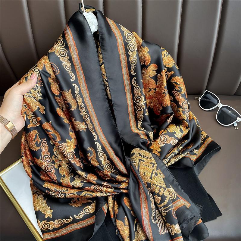 

Scarves Luxury Print Silk Women Female Chiffon Wrap Ladies Shawl Sunscreen Beach Scarf Foulard Pareo Muffler Fashion BandanaScarves
