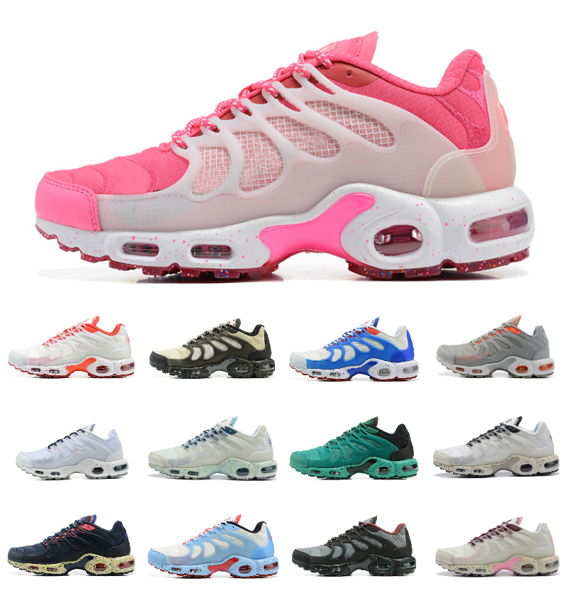 

Terrascape Plus Mens Running Shoes TN Trainers Tan Burgundy Sail Sea Glass Black Lime Green Pearl White Tropical Twist Navy Peachy Hues Men Women Sports airs Sneakers, Bubble package bag