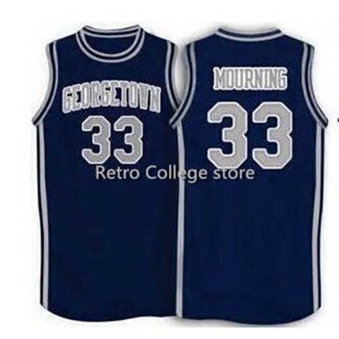 

Sjzl98 1994 Georgetown #33 Alonzo Mourning High quality Throwback Basketball Jersey Custom any Number and name Jerseys, Grey