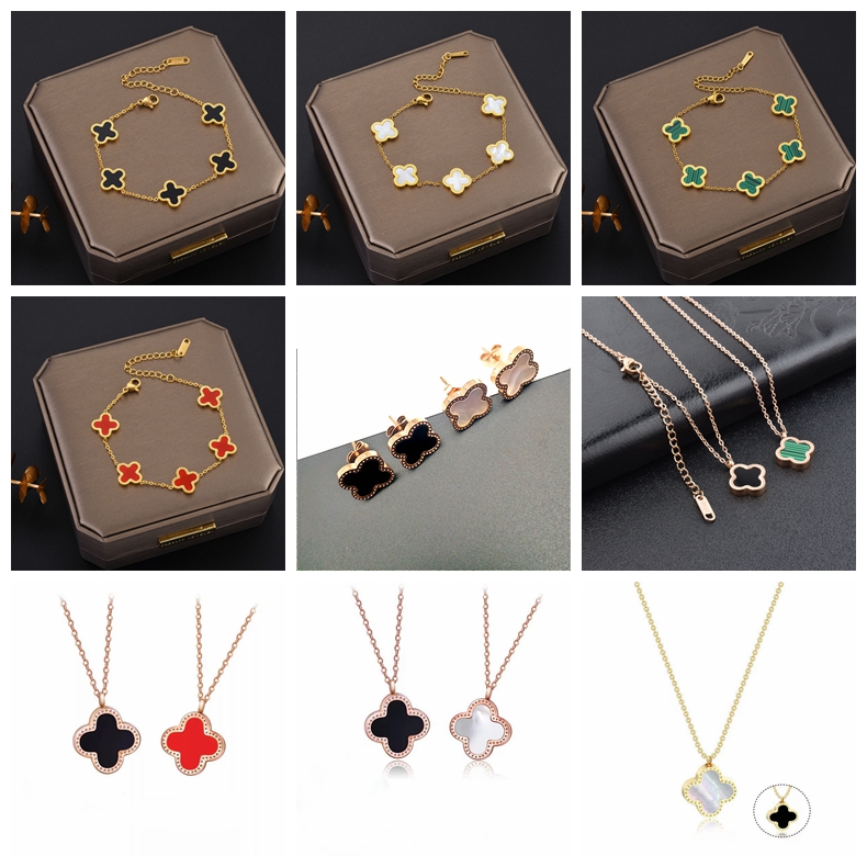 

Classic 18K Rose Gold Plated Clover Pendant Necklace Charm Bracelet Earring