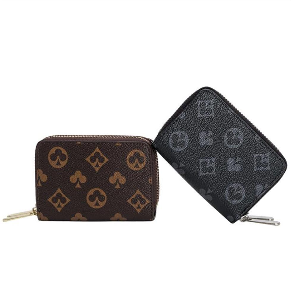 

Famous Brand Designer Holder Female Short Wallets Small Zipper Wallet With Coin Purse Credit Card Keys Bag Passport Cover2905, Black