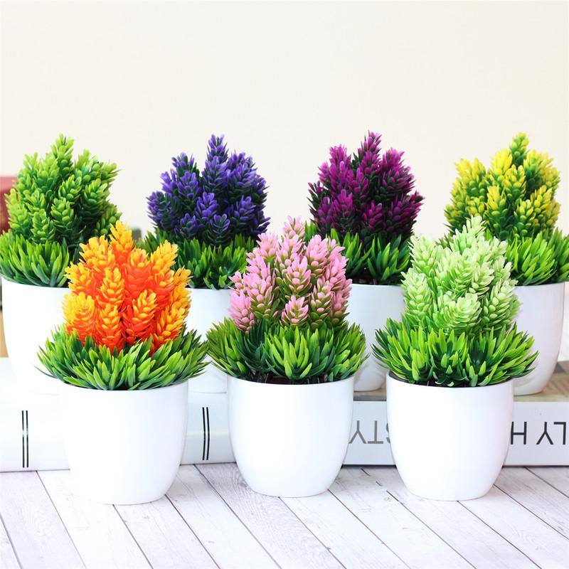 

Decorative Flowers & Wreaths 140* 190MM Simulation Plant Potted Podocarpus Pine Small Bonsai Fake Flower Garden Decor Durable And Easy To Ma, Fluorescence yellow