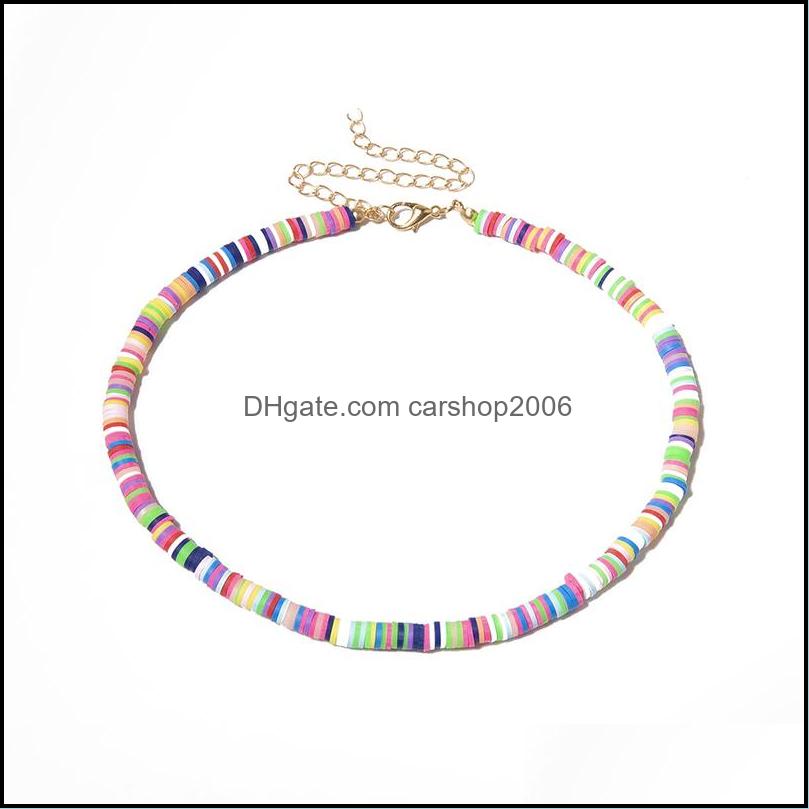 

Beaded Necklaces Pendants Jewelry Disc Retro Fashion Design Handmade Geometric Clavicle Chain Simple Personality Mixed Color Single Layer