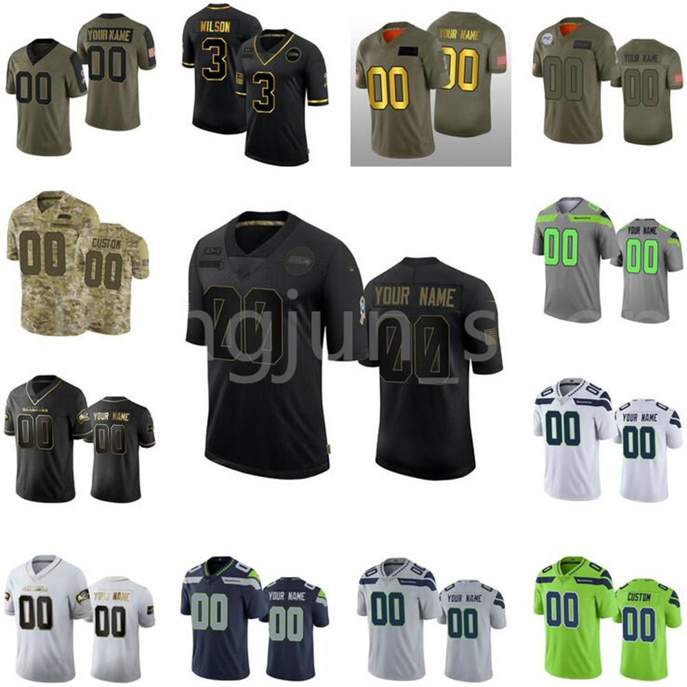 

2022 Seattle Men Women Youth Seahawk Stitched Football 3 Russell Wilson 14 DK Metcalf 24 Marshawn Lynch Elite Custom''NFL''jerseys Size -6XL