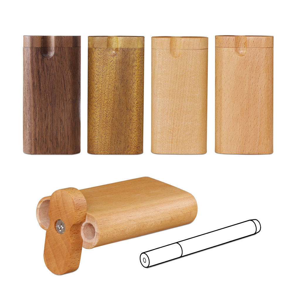 

Smoking pipe wooden box dugout classical 2 in 1 design simple usage with aluminum one hitter pipe
