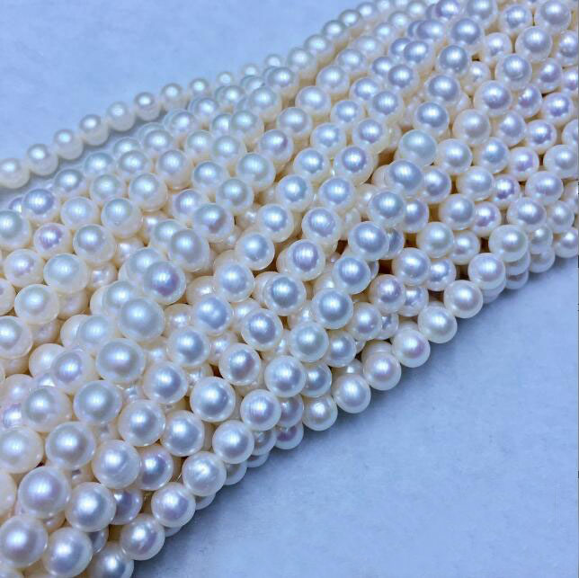 

white 100% Pure Natural Fresh Water Pearls 8-9mm near round micro leisure pearl semi-finished for DIY Bracelet Necklace