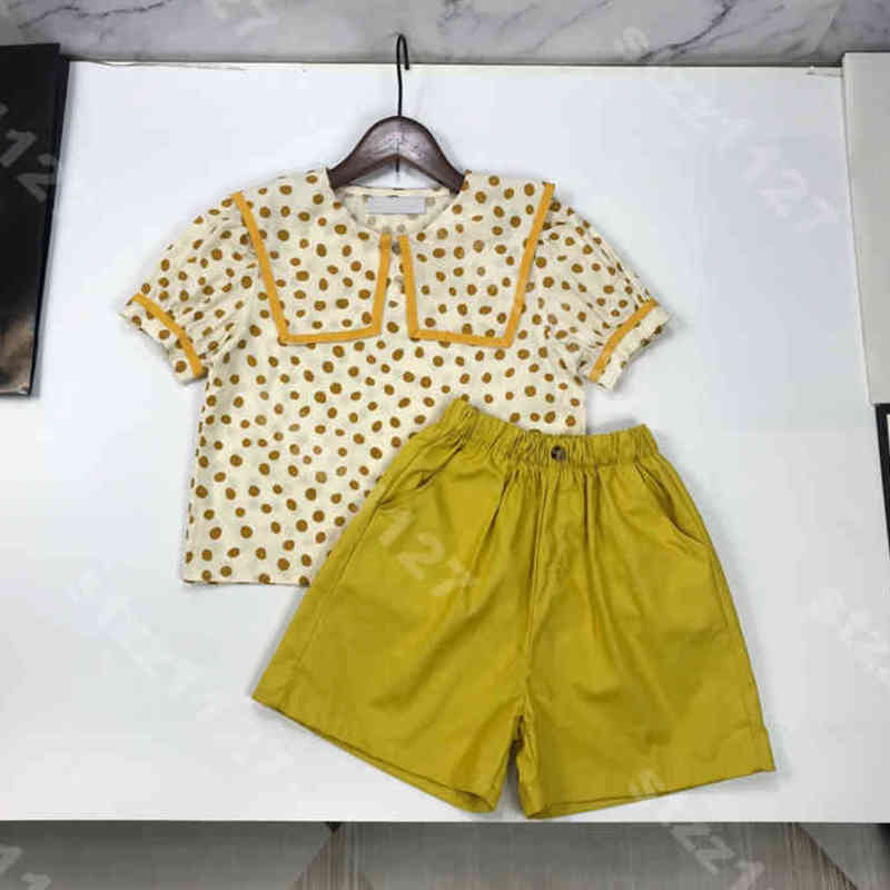 Designer Baby Girl Shorts Shirt Two Piece Set College Style Guff Sleeves Logo Di..r Marque Coton High Quality Kids Vêtements A1