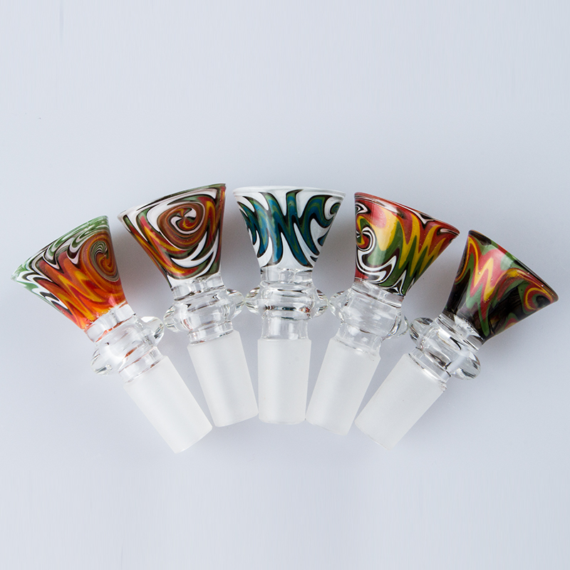 G042 Wig Wag Smoking Bowl 18mm/14mm Male Colorful Heady Glass Bowls Tobacco Dry Herb Oil Rigs Bongs Pipes Tools-image-415832310