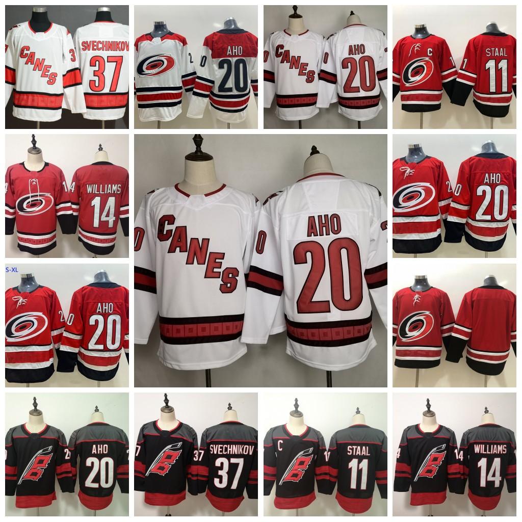 

20 Sebastian Aho Carolina Hurricanes 37 Andrei Svechnikov 11 Staal with C Patch 14 Justin Williams Ice Hockey Jersey In Stock Fast Shipping, 14 home jersey
