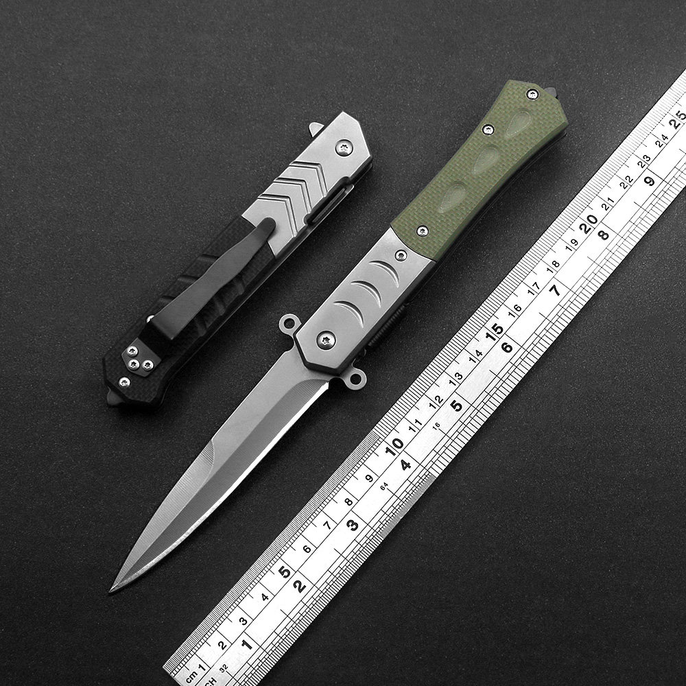 

Outdoor field hunting quick-open pocket folding knife Ball bearing 440 blade G10 stainless steel double spell creative design handle Holiday gifts