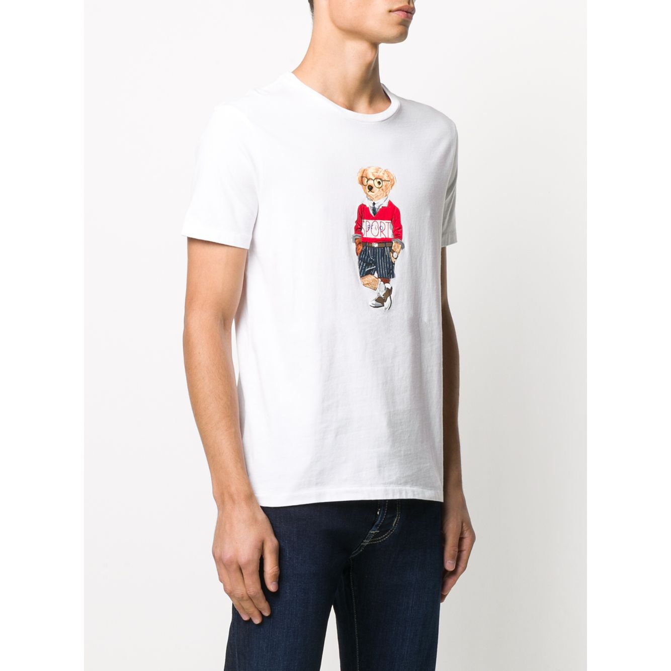 

Round neck short sleeve T-shirt 2022 summer new men and women couple models RL bear print Washed cotton T-shirt