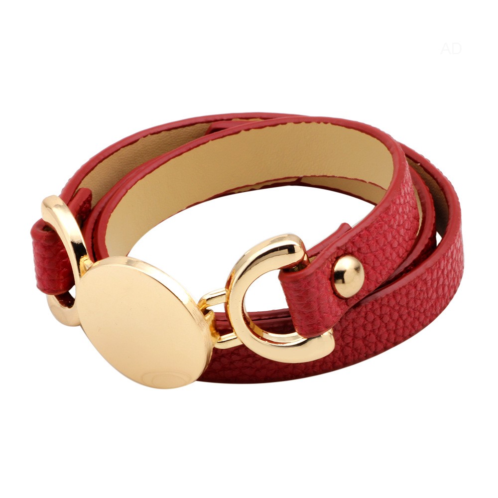 Multilayered Colorful Leather Adjustable Gold Charm Bracelet Personality Women Jewelry-image-758729857